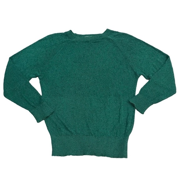 Vintage French Rags Hand Loomed Green Long Sleeve Rayon Sweater Size 1 = Size S - Picture 1 of 7